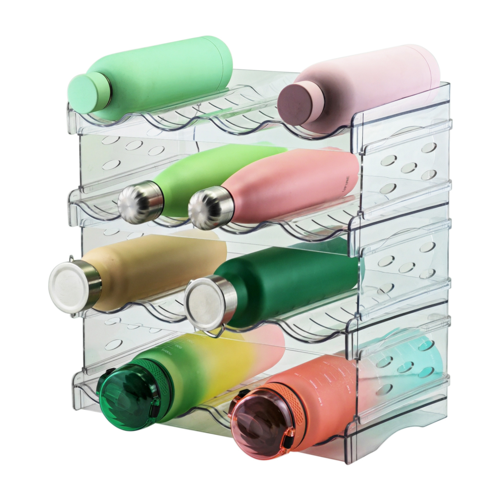 Stackable Water Bottle Organizer for Cabinet, Water Bottle Holder, Kitchen Pantry Organization and Storage