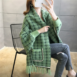 2021 New High Quality Fashion Cape With Sleeves Autumn Winter Shawl Thickened Warm Scarf  Women