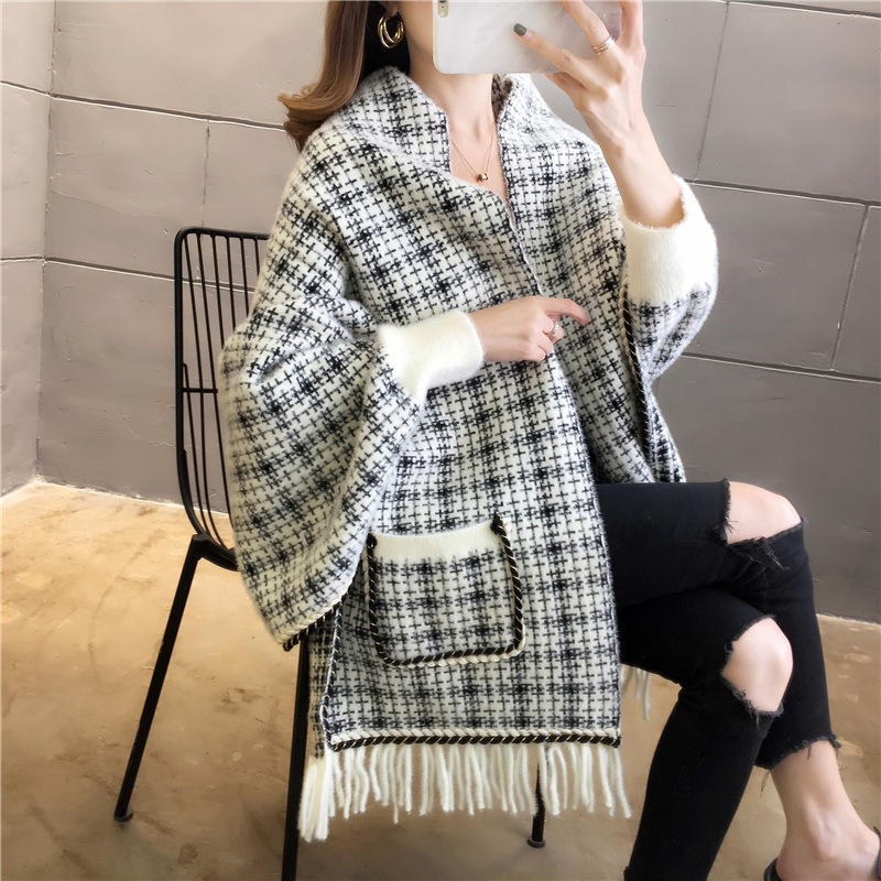 2021 New High Quality Fashion Cape With Sleeves Autumn Winter Shawl Thickened Warm Scarf  Women