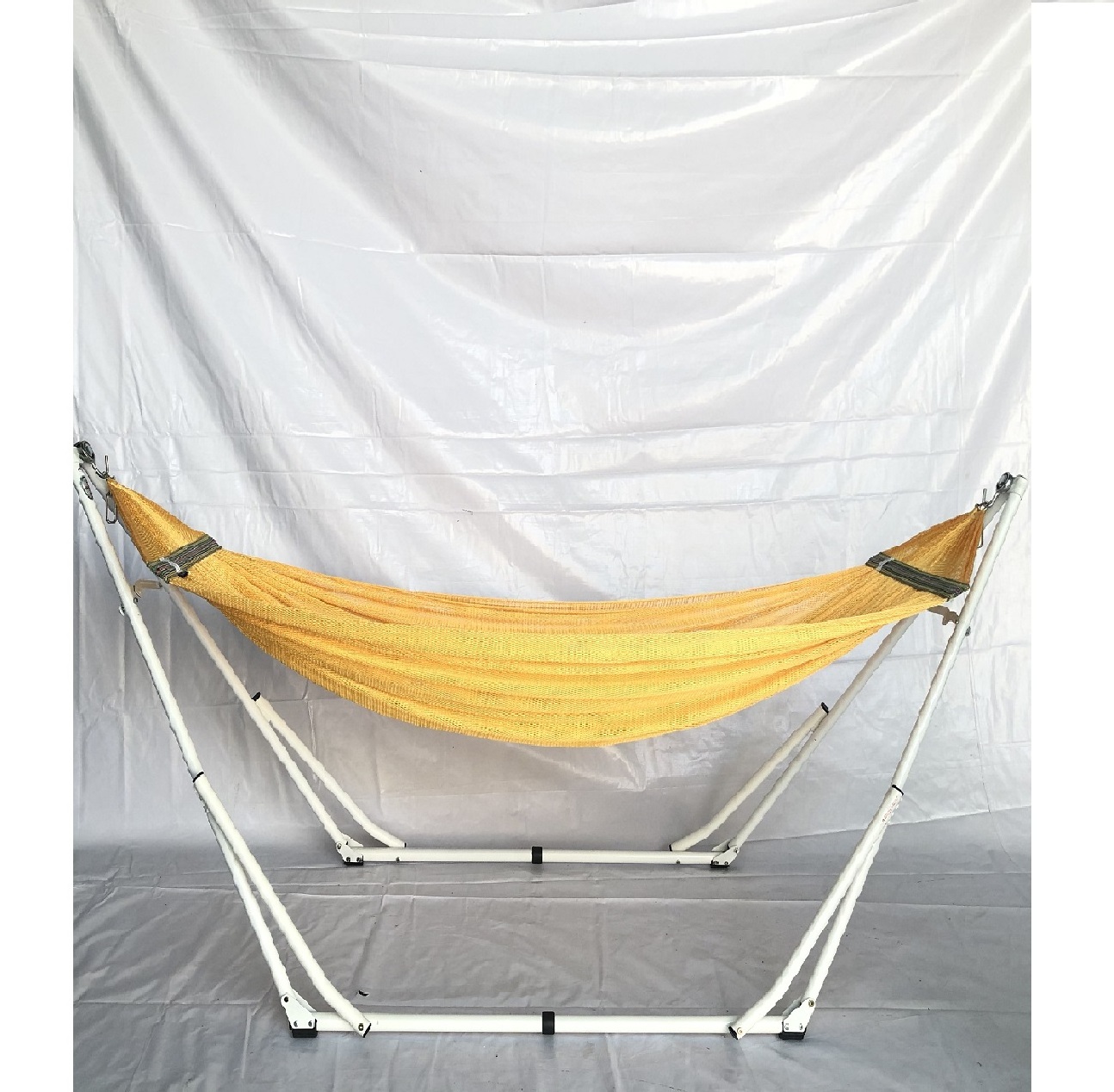 Made In Vietnam Good Quality Durable Steel Frame Folding Portable Hammock Frame Stand White Color