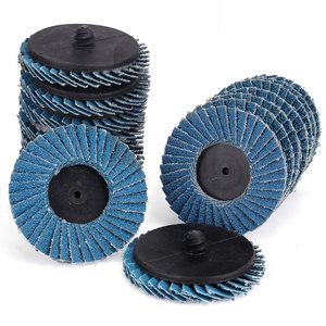 2 Inch T27 Zircon Alumina Flat Flap Disc Roll Lock Grinding Sanding Quick change Sandpaper Wheels with 1/4 inch Holder