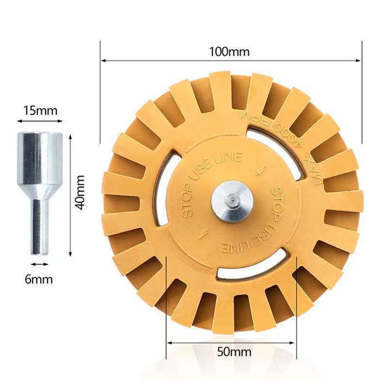 100mm Eraser Wheel Decal Remover - Sticker and Adhesive Removal Rubber Disk with Power Drill Attachment - Remove Vinyl Decals