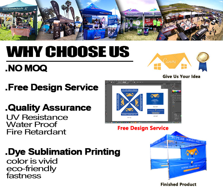 10x10 custom print advertising promotional pop up event folding aluminium gazebo canopy roof top trade show tent