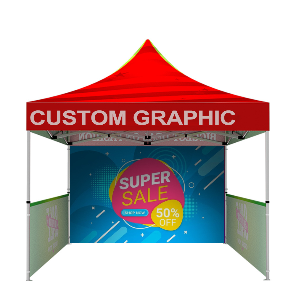 3 Walls Tarp Tent Promotion Tenttrade Show Pop Up Gazebo Canopy Top Cover 3x3