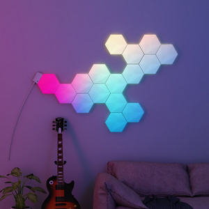 Banqcn 8 Pack Hexagon Led Wall RGB Gaming Lights with APP Smart Modular Panel Hex Tiles Push Glide Expansion Shapes