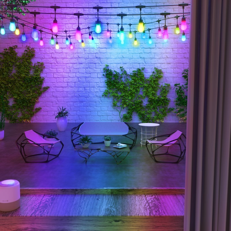 Banqcn Holiday lighting Dream Colour Outdoor Wifi App RF433 Control 15M/49FT RGBWIC LED bulbs String Light 10W