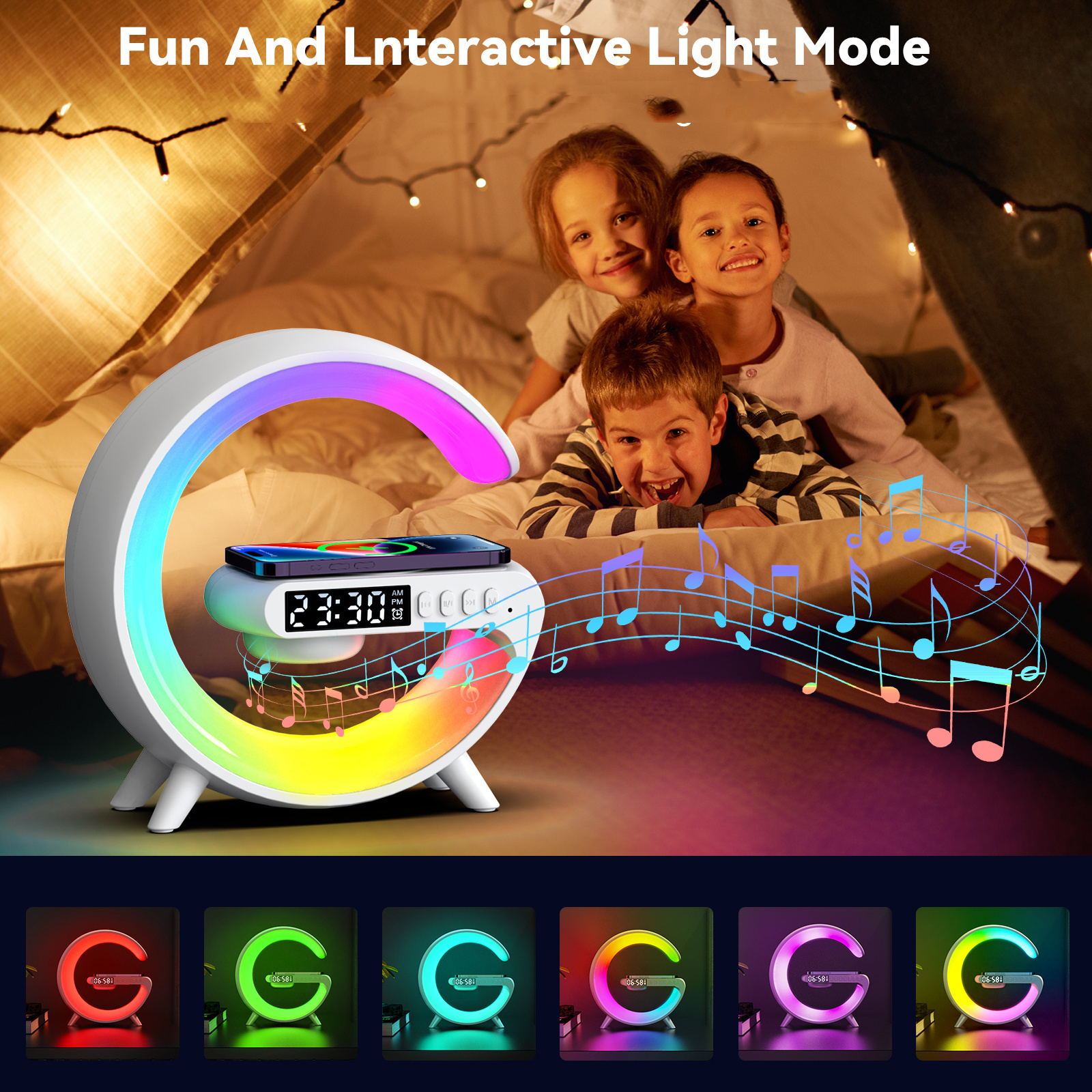 2023 Children's room LED lamp LED night light  atmosphere light wireless charging creative Smart Light Sound Led Table Lamp