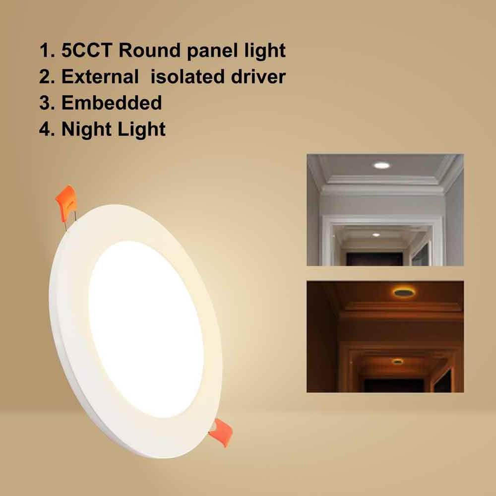 BANQCN ETL Recessed Led panel Lighting 6 Inch with Night Light - 5CCT & Dimmable Slim Downlight 12W 1050LM