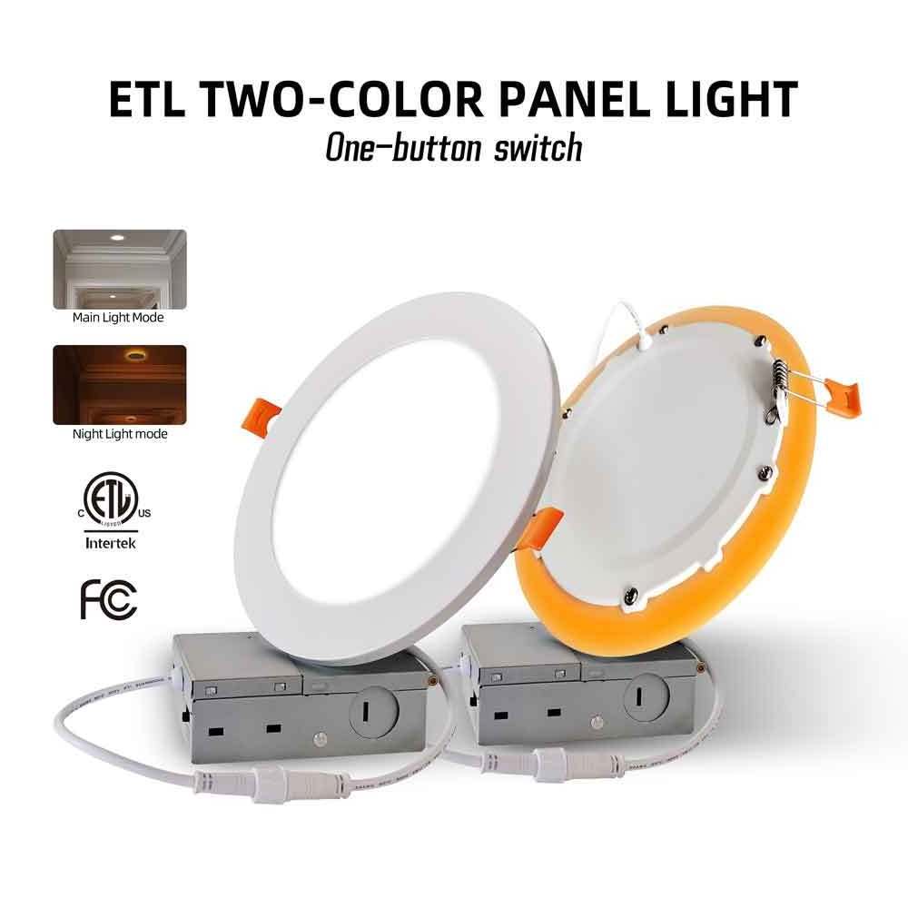 BANQCN ETL Recessed Led panel Lighting 6 Inch with Night Light - 5CCT & Dimmable Slim Downlight 12W 1050LM