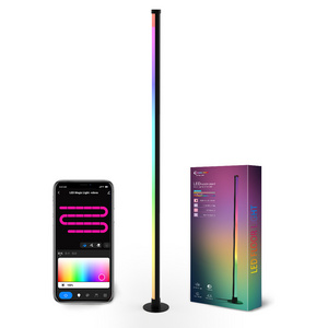 Banqcn RGB Corner Floor Lamp colorful changing Remote Control Music Sync rgb tube light with stand for Living Room