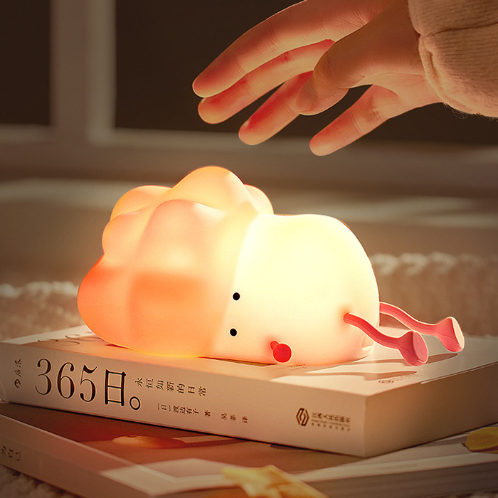 Banqcn bedside cabbage table lamp night light led soft silicone night light gently tapping warm exhaustion for baby kids