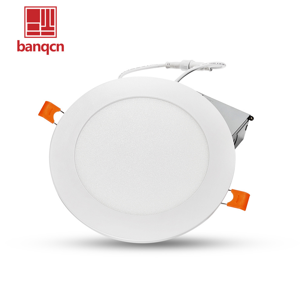 Banqcn 6 Inch Ultra-Thin LED Recessed Ceiling Light with Junction Box 12W Dimmable Canless Wafer Slim Panel Downlight IC Rated