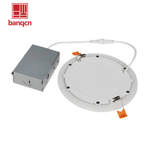 Banqcn 6 Inch Ultra-Thin LED Recessed Ceiling Light with Junction Box 12W Dimmable Canless Wafer Slim Panel Downlight IC Rated