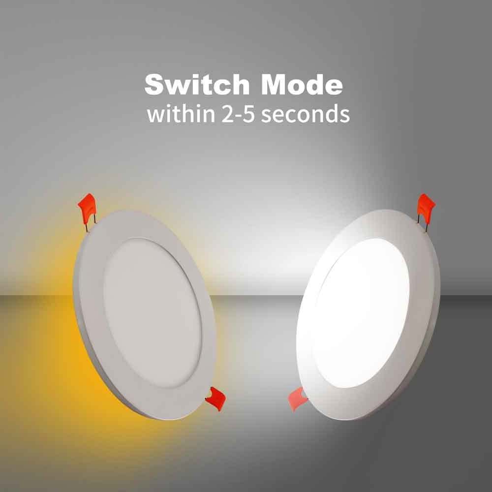 Banqcn 4 Inch Dimmable 5CCT Ultra-Thin LED Recessed Ceiling Light with Junction Box 5 Color Selectable 2700K/3000K/3500K/4000K