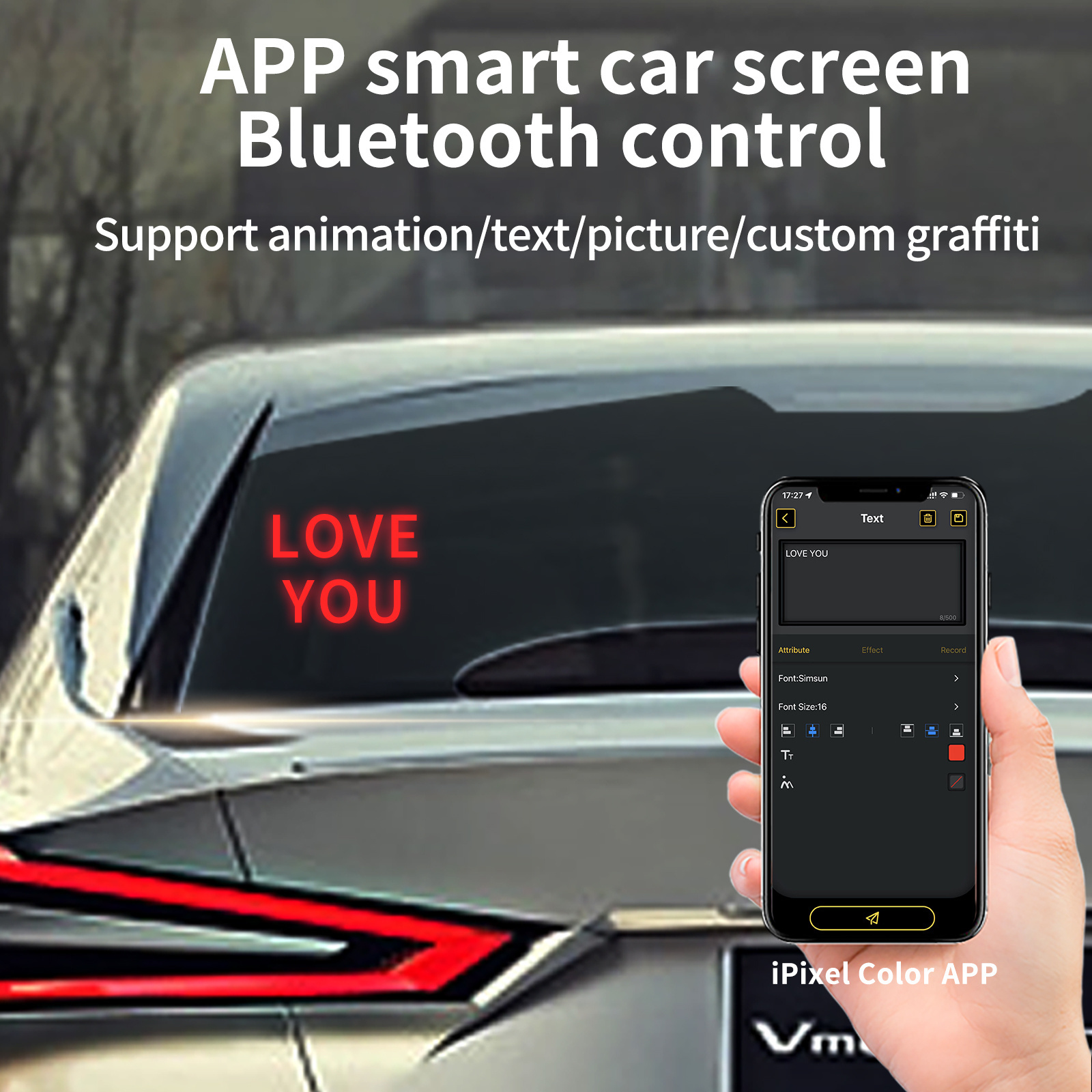 Banqcn advertising car led screen pixel art display 32x32 pixel diy led smart screen programmable for car