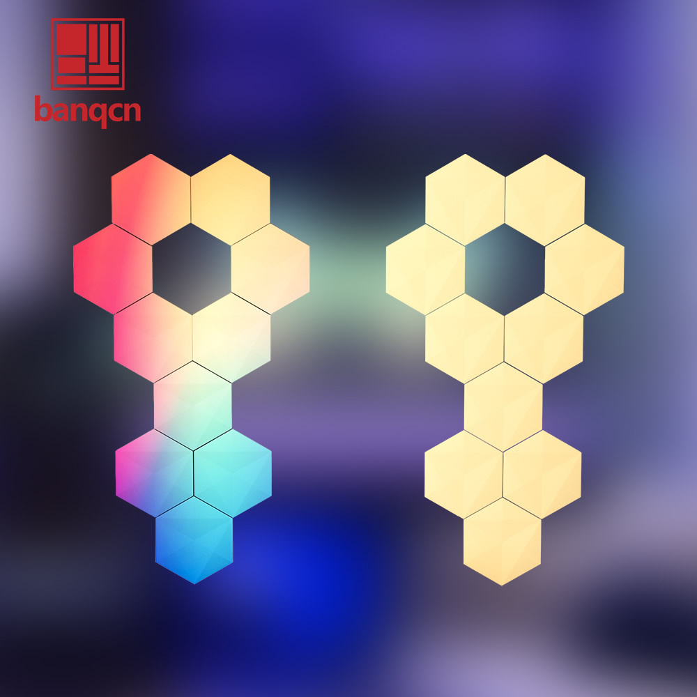 Banqcn Hexagon Lights Rgb 6pcs Honeycomb Quantum Lamp Smart Sensor Diy Geometric Colorful Wall Led Modular Night Touch Light