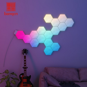 Banqcn Large Hexagon LED for Bedroom Smart Home Wall Lights RGBIC Gaming Room Decor Work with Alexa Google Assistant Voice/App