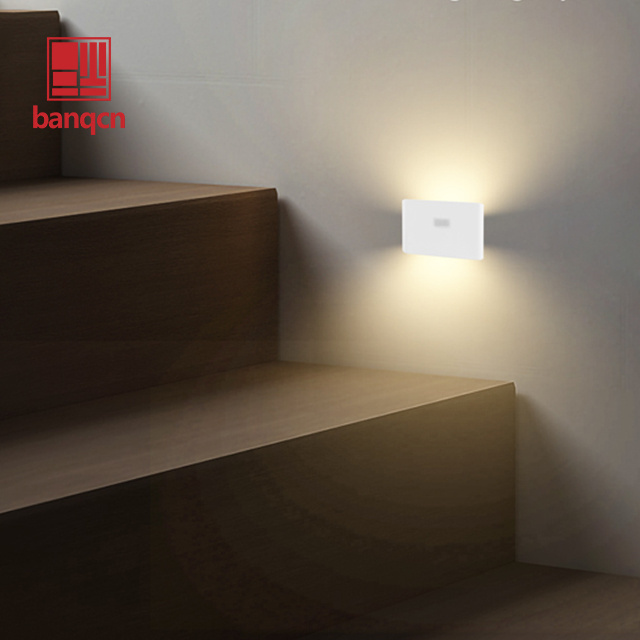 Banqcn Rechargeable Hallway Wireless Wall Lamp Magnetic Motion Sensor Night Light Adhesive Puck Step Stair Aisle Corridor Lights