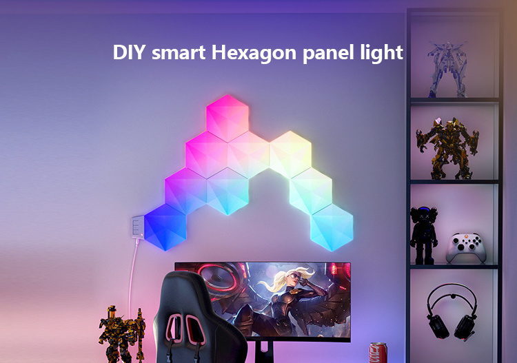 Banqcn Gaming Room Bedroom Living Room RGB Smart APP Remote Control Music Sync Hexagon Lights Led Wall Decor