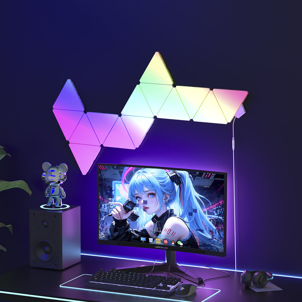 Banqcn BT APP Music Control Triangular Shape DIY Design Intelligent Magic Color Smart Triangle RGB LED Panel Light