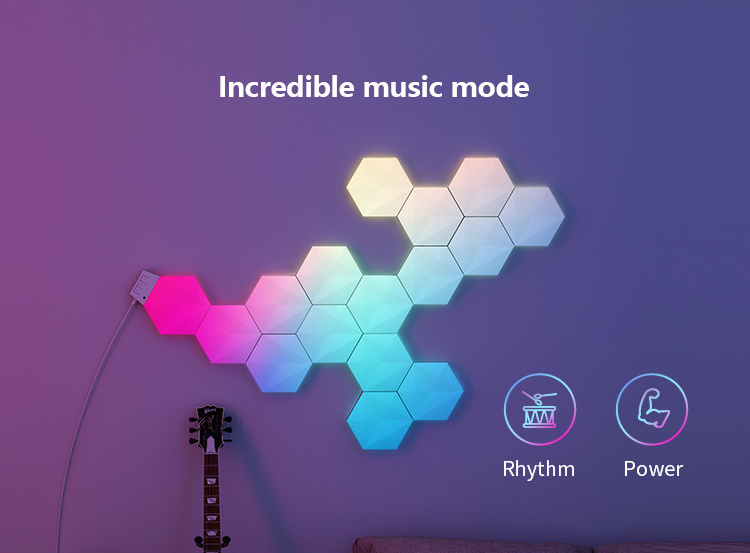 Banqcn Gaming Room Bedroom Living Room RGB Smart APP Remote Control Music Sync Hexagon Lights Led Wall Decor