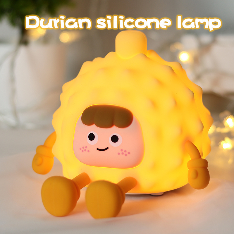 Banqcn three levels brightness portable usb rechargeable silicone lamp fruit durian night light for kids toddler baby bedroom