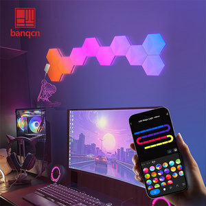 Banqcn Hexagon Lights Rgb 6pcs Honeycomb Quantum Lamp Smart Sensor Diy Geometric Colorful Wall Led Modular Night Touch Light