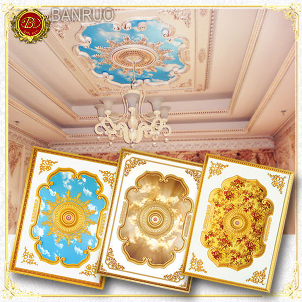 Banruo Rectangle Styrofoam Plastic Ceiling Tiles Panel Top Wall Board for Home Building Decoration