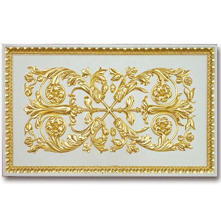 Banruo Artistic Style 3D PU Ceiling Tiles Wall Panels Molding Plastic Wall Board For Interior Decoration