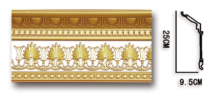 Banruo French Style Luxury Golden Foliage Polystyrene Molding Ceiling Wall Decoration