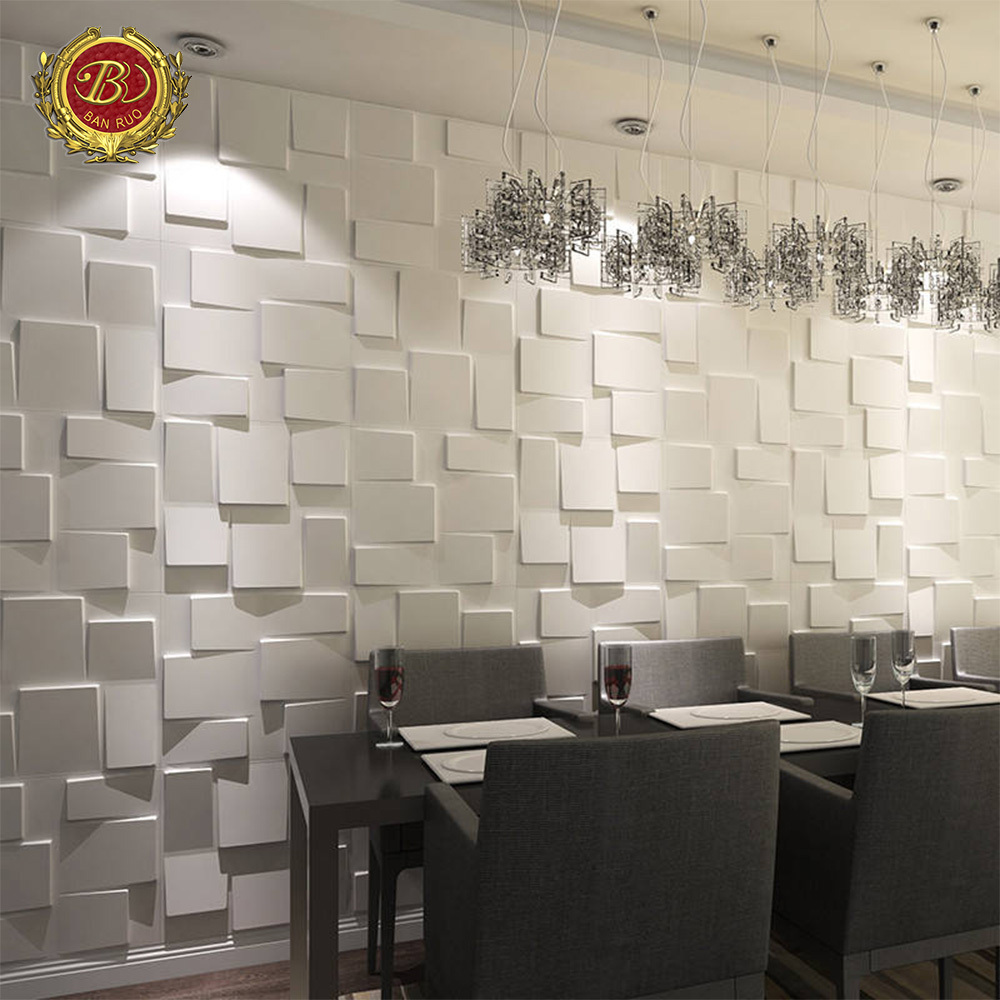 Banruo Wholesale Low Price  3D 50*50CM PVC Wall Panels Ceiling Tiles for House Decor