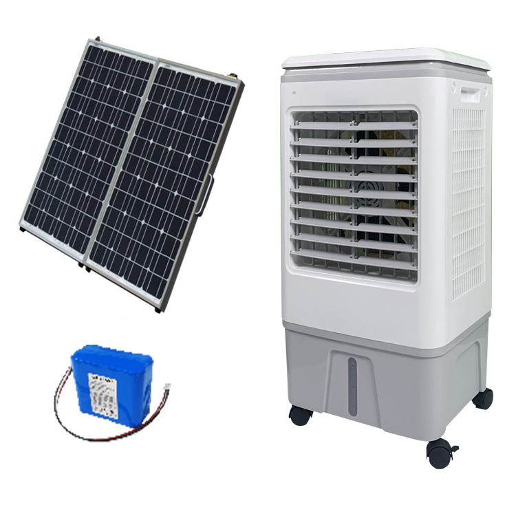 Energy Saving Solar Water Air Conditioner Fan Dc12V Rechargeable Mini Evaporative Air Cooler With Solar Panel