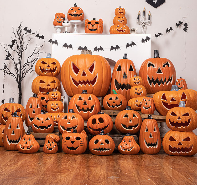 Halloween bar kindergarten shopping mall scene layout decoration luminous small ornaments pumpkin lantern