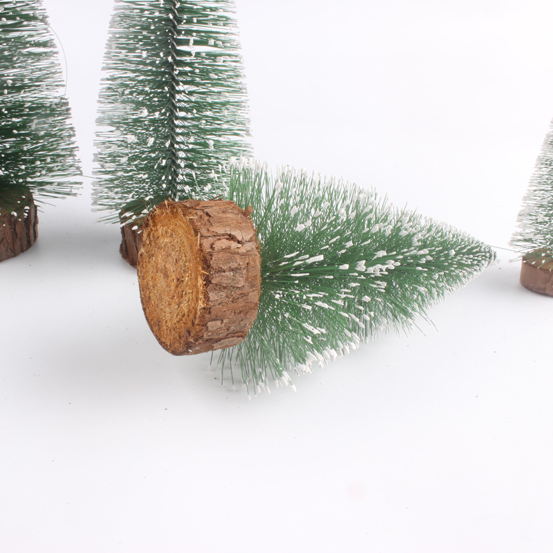 New design christmas tabletop ornaments diy pine needle dipped white cedar mini christmas tree