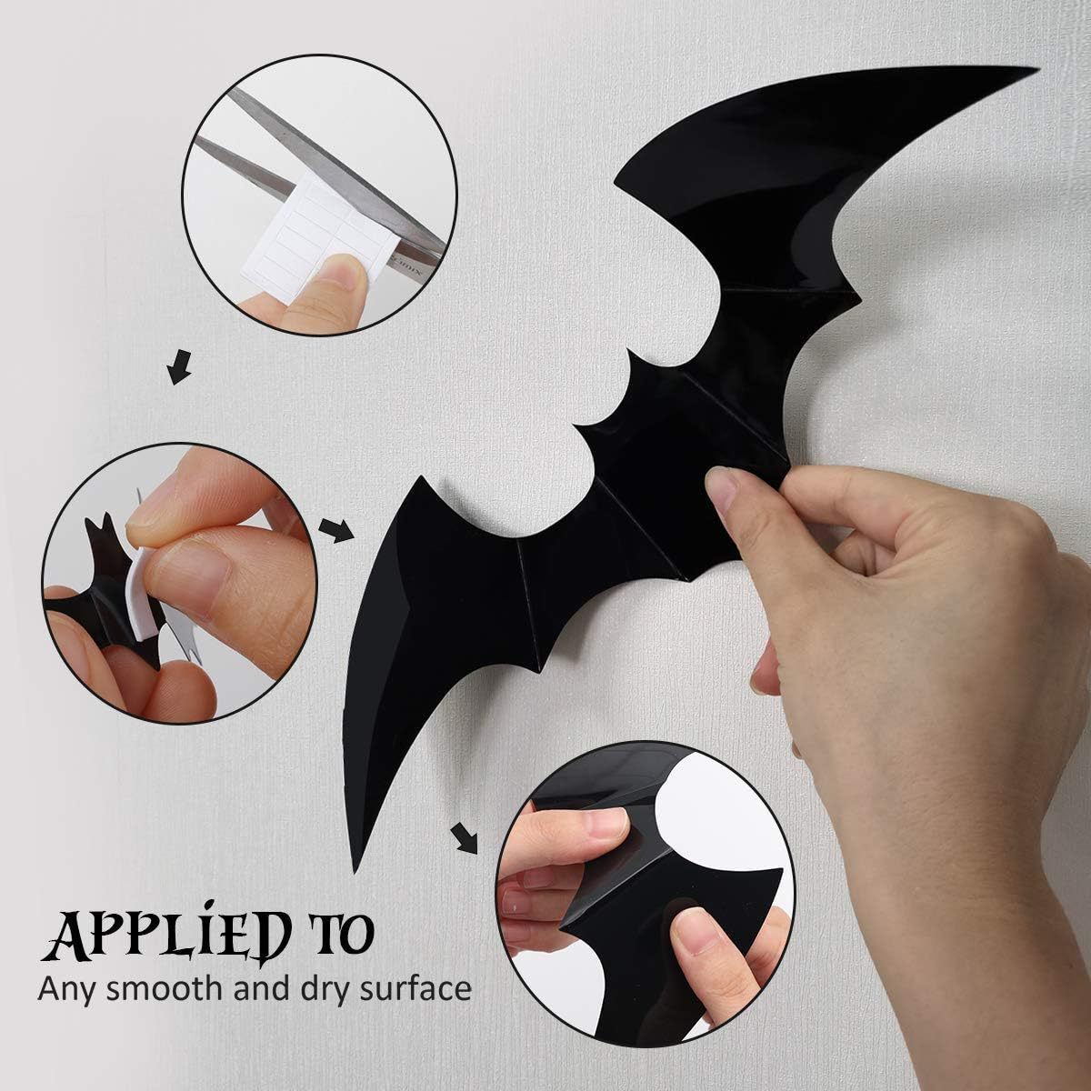 Halloween decoration party decoration scene layout wall stickers 3d three-dimensional black bat stickers