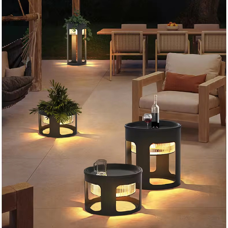 Customizable Solar Floor Lights IP65 Waterproof LED Garden Decorative Landscape Lamps with Flower Basin Design