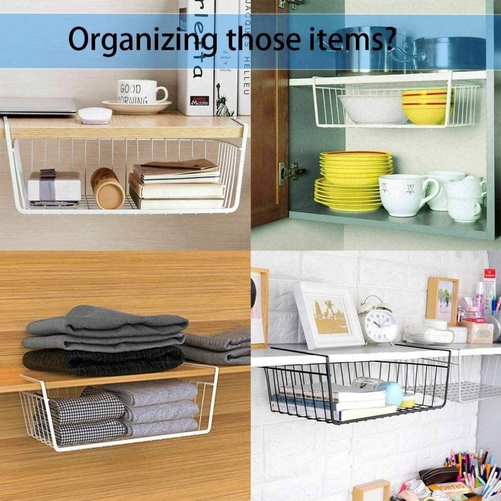 undershelf kitchen rack cabinet metal wire the shelf storage hanging under shelf basket