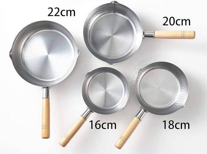 Japanese Saucepan with Wood Handle Stainless Steel Yukihira Pan Milk Pot Yukihira Saucepan 1.2 Quart for Ramen Tempura pot Milk