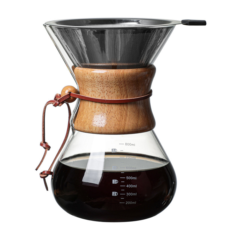 Pour Over Coffee Maker Glass Coffee Pot High Heat Resistant Decanter 34 Ounce Coffee Dripper Brewer Pot