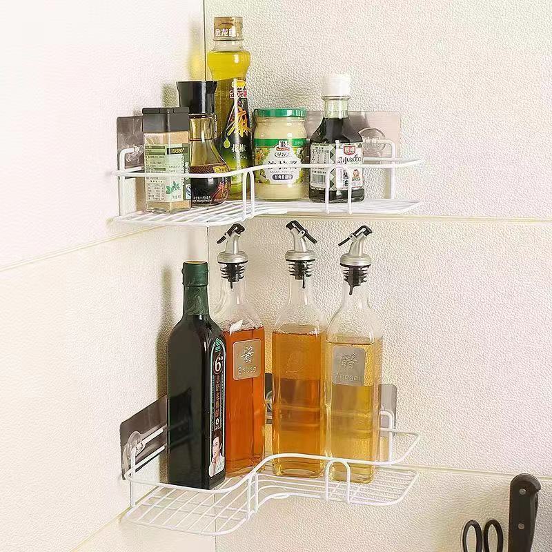 bathroom corner shelf rack iron wire drilling shelf organizer bottle storage shelf for bathroom