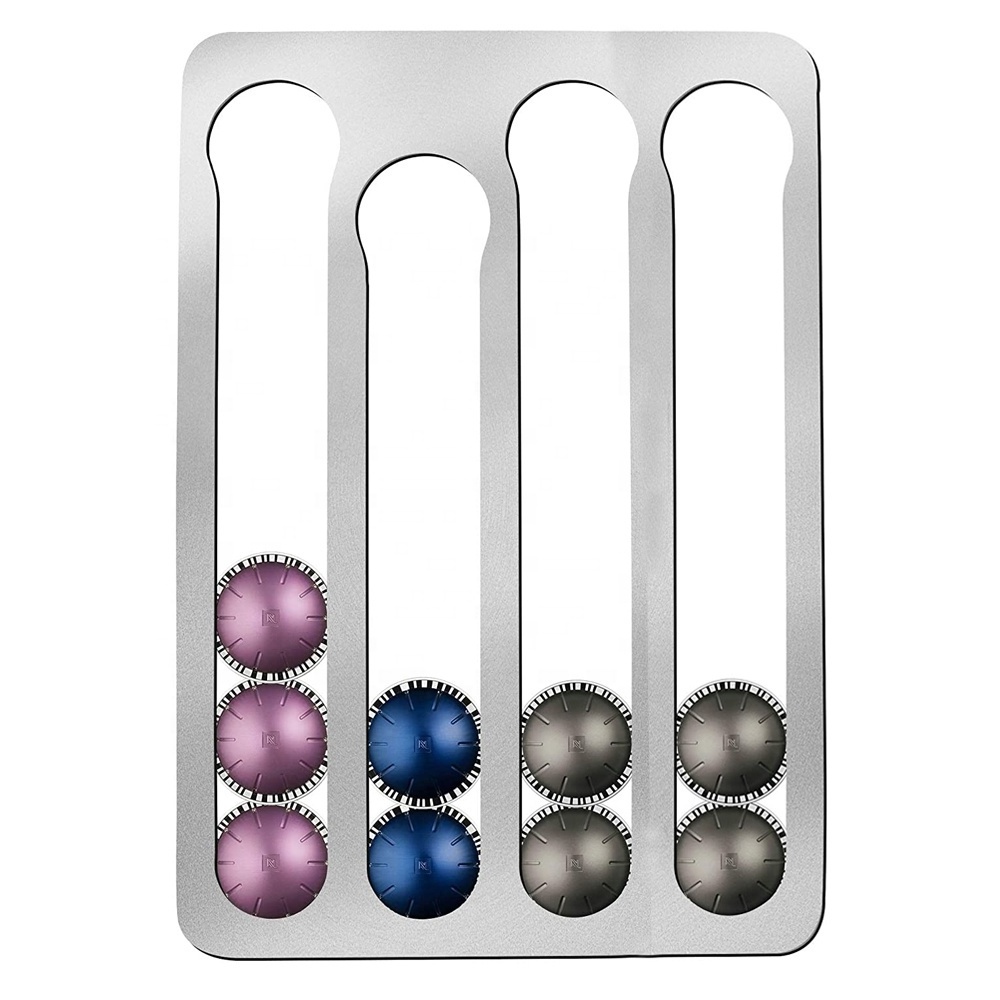 Factory Custom Wall Mounted Metal Nespresso Coffee Pod Holder Table Coffee Capsule Holder Stainless Steel Capsule Holder