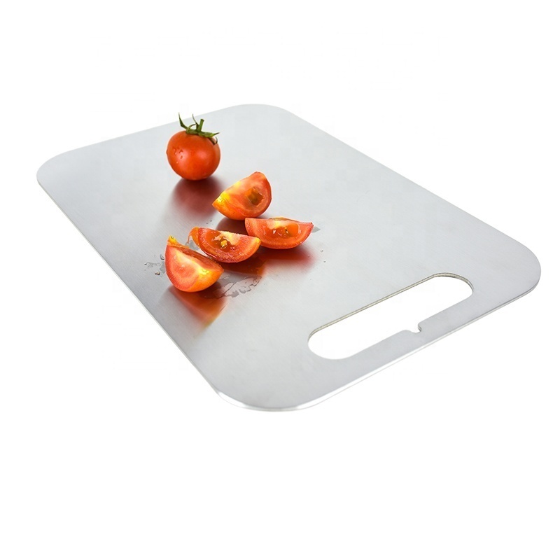 Non Slip Customised Logo Food Fruit Meat Vegetable Wholesale Custom Cutting Board 304 Stainless Steel Chopping Block for kitchen