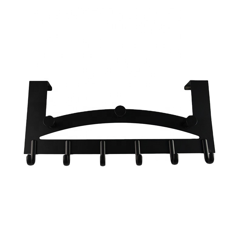 Over the Door Hat Coat Hook Metal towel Rack for Bathroom Closet Behind The Door Organizer 6 Coat Hooks No Drill Clothes Rack