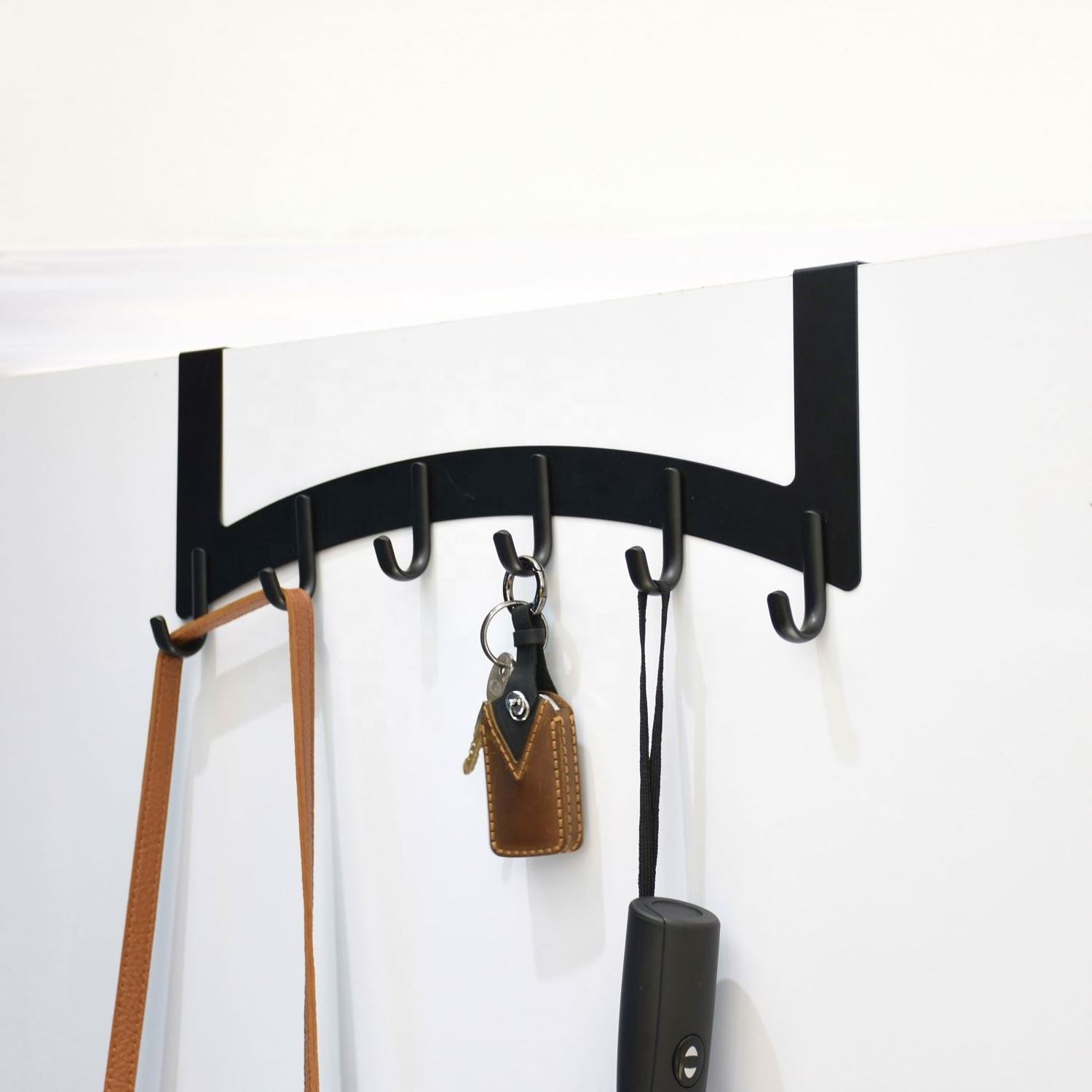 Metal Kitchen Cabinet Wallmounted Folding Hook Over the Door Back Railed Hanging Organizer Holder Hanger Hook Rack