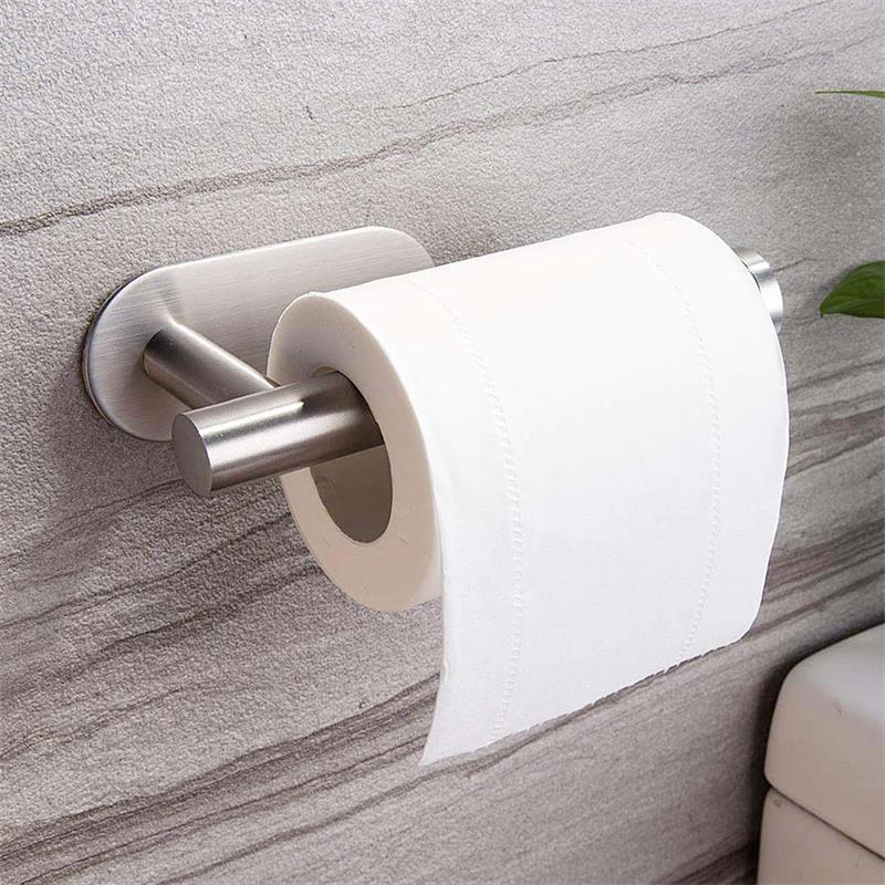 Self Adhesive Toilet Roll Holder No Drilling for Bathroom Wall Mounted Tissue Holders Stainless Steel Brush Toilet Paper Holder