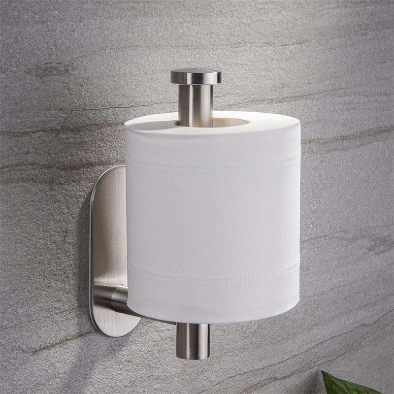 Self Adhesive Toilet Roll Holder No Drilling for Bathroom Wall Mounted Tissue Holders Stainless Steel Brush Toilet Paper Holder