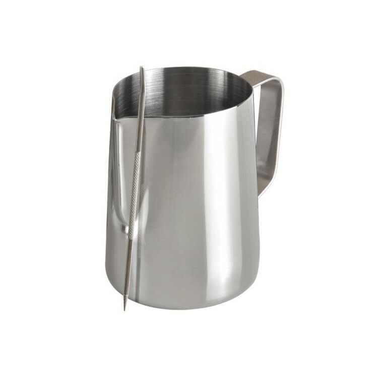 Stainless Steel 304 350ML 12OZ Milk Jug Cup With Decorating Pen Latte Art Measuring Cup Jug Scale Hot Milk Pitcher With Handle