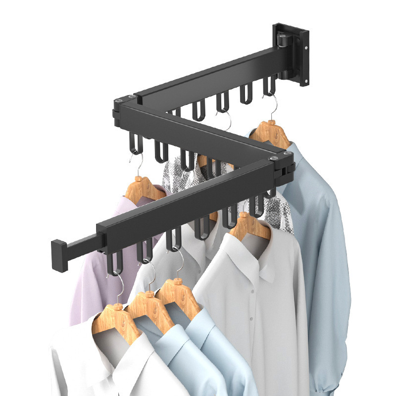 Folding extendable Clothes Hanger Wall Mount Retractable Cloth Drying Rack Indoor Aluminum Home Laundry Clothesline