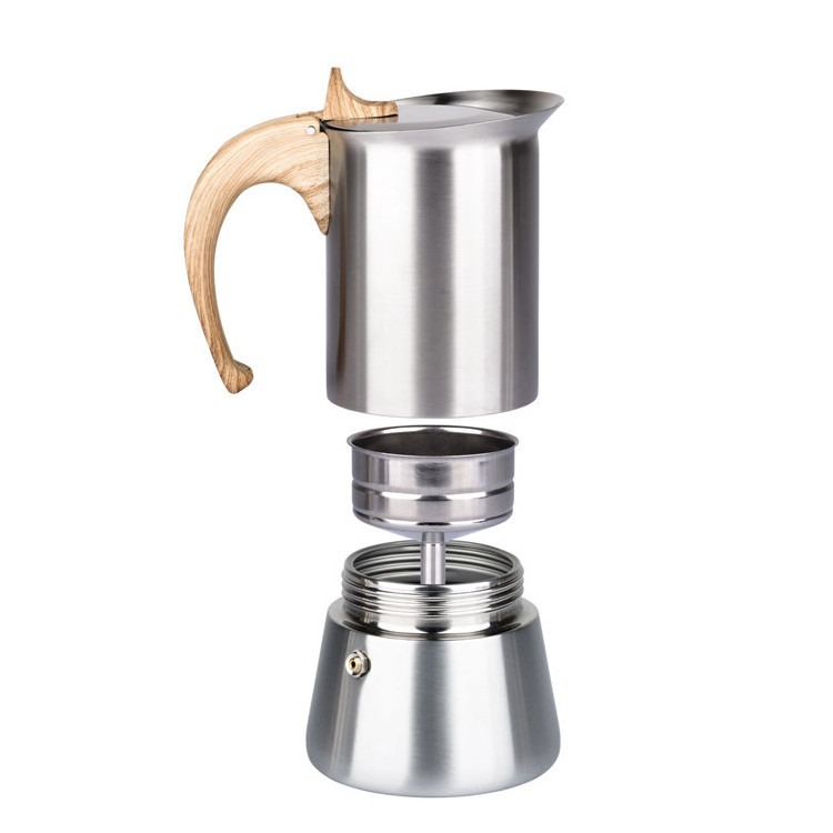 New Moka Caffe Induction Espresso Stainless Steel Moka Pot