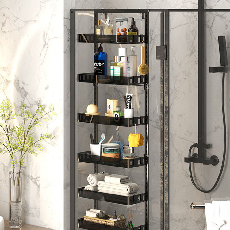 Bathroom Kitchen Adjustable 6 Tier Hanging Basket Spice Rack Storage Shelf Metal Hanger Over The Door Rack Pantry Organizer